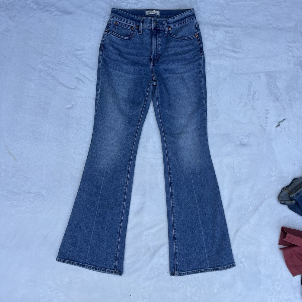 Madewell Flare Market Jeans 27 Mid Rise Light Wash Blue Stretch